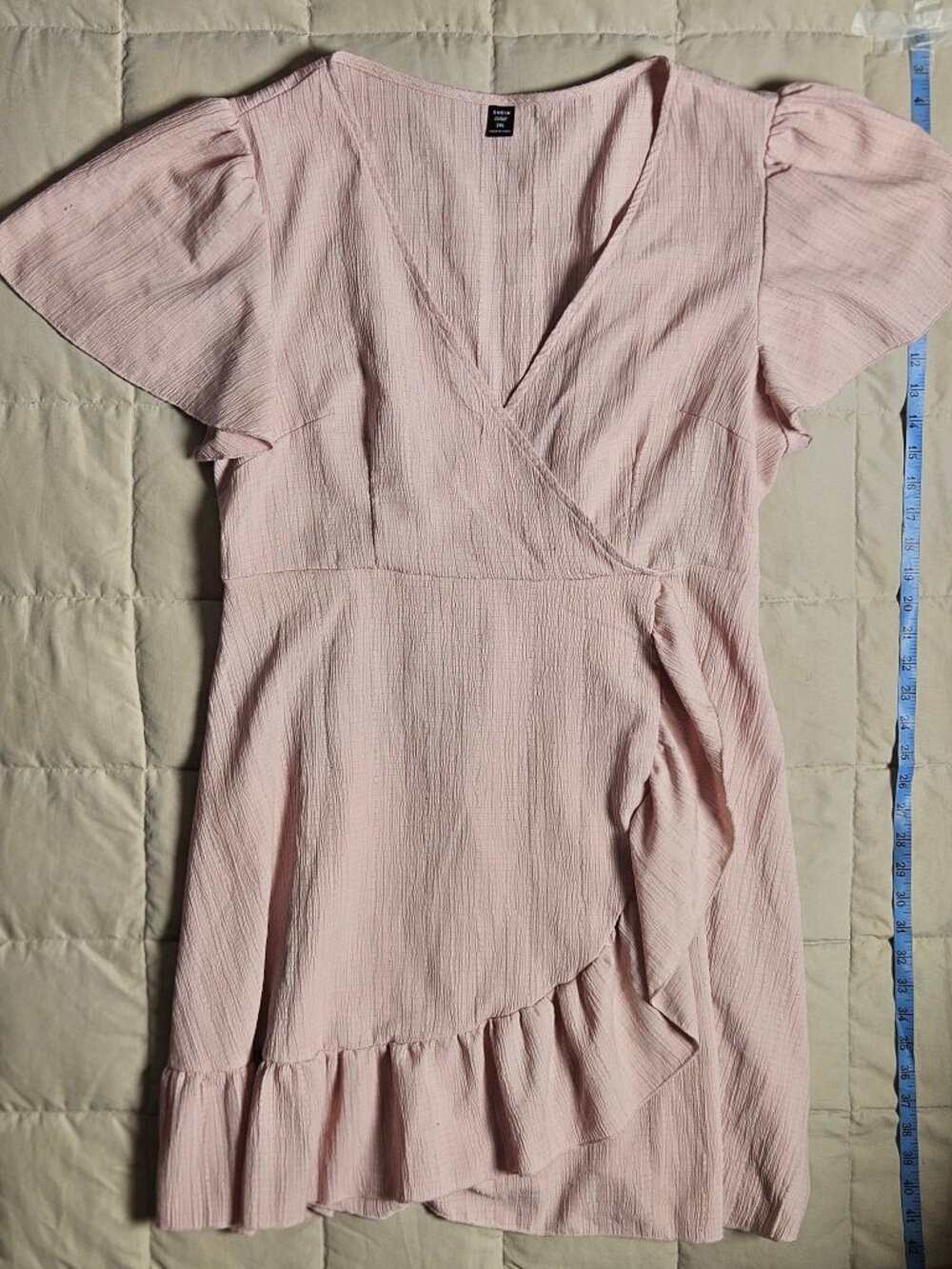 SHEIN Curve Dress 2XL Womens Plus Size Pink Wrap Flutter Sleeve Midi